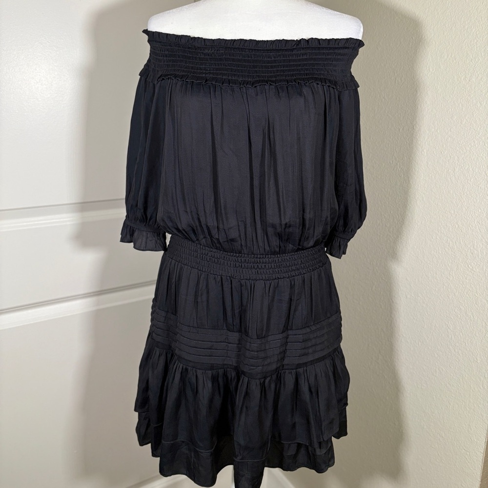 NWT DO+BE Black Off-Shoulder Mini Dress Elastic Waist Size Medium